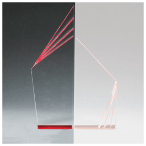 9 1/2″ Double Zenith Acrylic with Red Mirror Base-Large Upright Only