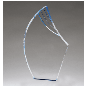 8 3/4″ Flame Series Clear Acrylic with Blue Accents-Upright Only