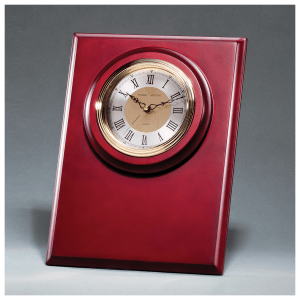 9″ x 12″ Cherry Finish Clock with 3 Hand Movement, Shelf Stand or Wall Mount-Plate Not Included