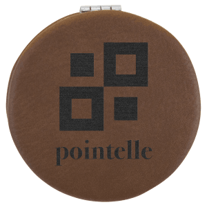 2 1/2″ Dark Brown Laserable Leatherette Compact Mirror