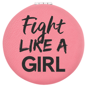 2 1/2″ Pink Laserable Leatherette Compact Mirror