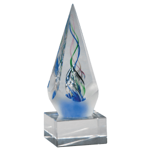 7 1/8″ Frosted Glass Accent Arrow Art Glass on Clear Glass Base-No Plate