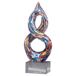 10″ Helix Multi-Color Art Glass on Clear Glass Base-No Plate