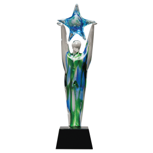 11 1/2″ Star Achiever Art Glass on Clear Glass Base-No Plate