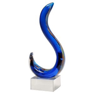 11″ Modern Swan Design Art Glass on Clear Glass Base-No Plate