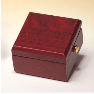 3 1/2″ x 3 1/2″ Hand Rubbed Mahogany Finish Box Clock, Metal Goldtone Knobs and Velour Lined Lid-Plate Not Included