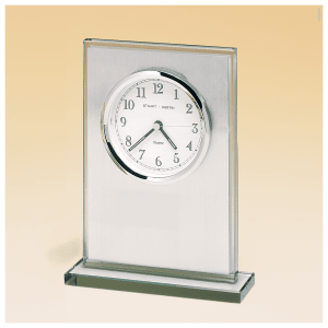 7 1/4″ x 4 7/8″ Glass Clock, Brushed Aluminum Panel, White Dial-Plate Not Included