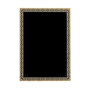 5 1/4″ x 7 1/4″ Black Brass Plated Steel Plate with 4 Holes and Gold Link Design Florentine Border