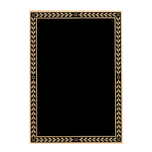 5 1/4″ x 7 1/4″ Black Brass Plated Steel Plate with 4 Holes and Gold Leaf Design Florentine Border