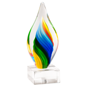 9″ Rainbow Twist Art Glass on Clear Glass Base-No Plate