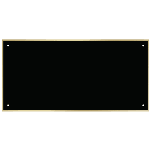 4 3/4″ x 9 3/4″ Black Laserable Brass Plate with Thin Gold Border and 4 Holes