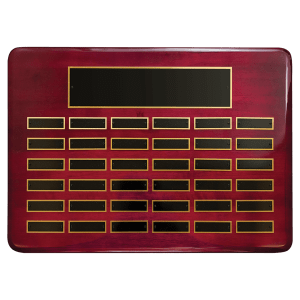 15″ x 21″/Plates 7/8″ x 2 3/4″ Rosewood Piano Finish 36 Plate Perpetual Plaque with Black Brass Plates