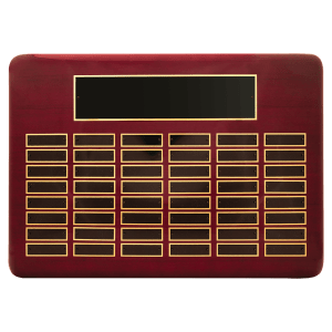 15″ x 21″/Plates 7/8″ x 2 3/4″ Rosewood Piano Finish 48 Plate Perpetual Plaque with Black Brass Plates