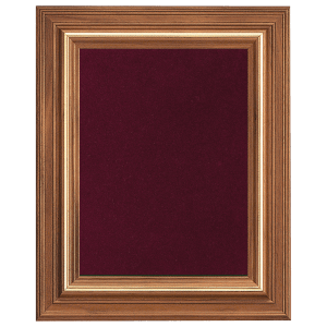 18″ x 25″ American Walnut Airflyte Frame with Gold Trim and Maroon Velour Backing (Assembled)