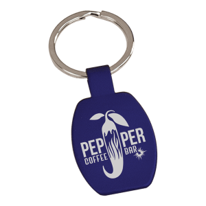 1 5/8″ Blue Laserable Rectangle Keychain