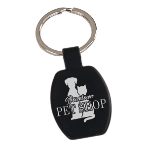 1 5/8″ Black Laserable Rectangle Keychain