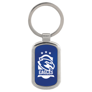 1 1/8″ x 1 7/8″ Blue Laserable Rectangle Keychain