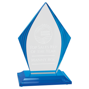 5 1/8″ x 7 3/4″ Flame Series Acrylic with Blue Accented Upright and Base