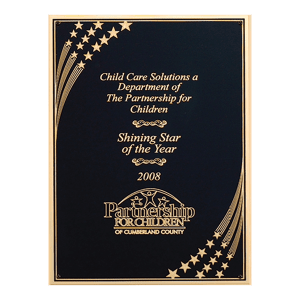 7″ x 10″ Laser Engravable Black Brass Plated Steel with Gold Star Shower Design and Florentine Border