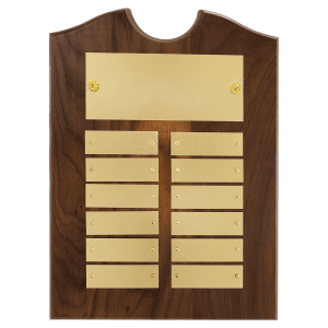 9″ x 12″/Plates 7/8″ x 2 3/4″ American Walnut 12 Plate Perpetual Plaque with Brushed Brass Plates