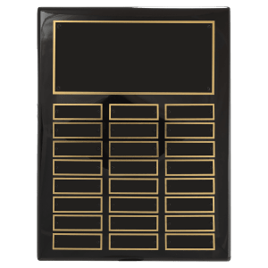11″ x 14″ Airflyte Black Piano Finish 24 Plate Perpetual Plaque with Black Brass Plates