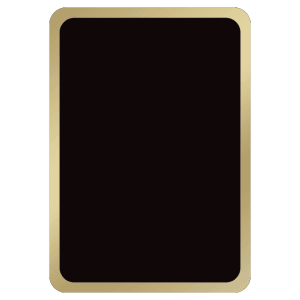 3″ x 4.234″ Black Brass Plate with Gold Border and Round Corners