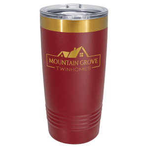 Polar Camel 20 oz. Maroon/Bright Gold ION-Plated Ringneck Tumbler with Slider Lid