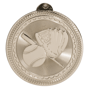 2″ Bright Silver Baseball/Softball Laserable BriteLazer Medal