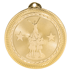 2″ Bright Gold Competitive Cheer Laserable BriteLazer Medal