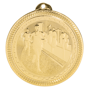 2″ Bright Gold Cross Country Laserable BriteLazer Medal