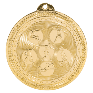 2″ Bright Gold Field Events Laserable BriteLazer Medal
