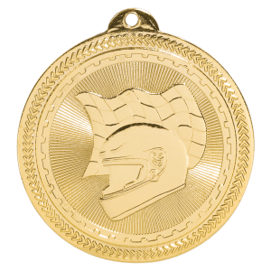 2″ Bright Gold Racing Laserable BriteLazer Medal