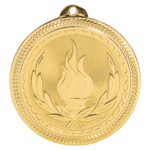 2″ Bright Gold Victory Laserable BriteLazer Medal