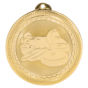 2″ Bright Gold Weightlifting Laserable BriteLazer Medal