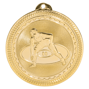 2″ Bright Gold Wrestling Laserable BriteLazer Medal