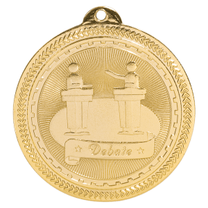 2″ Bright Gold Debate Laserable BriteLazer Medal