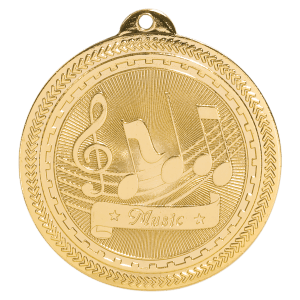 2″ Bright Gold Music Laserable BriteLazer Medal