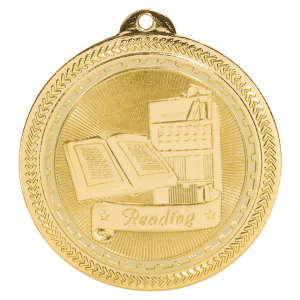 2″ Bright Gold Reading Laserable BriteLazer Medal