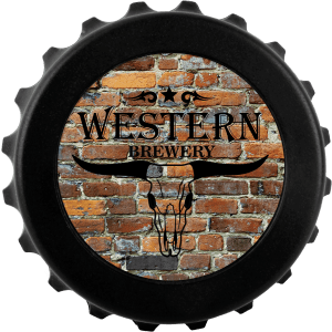 3″ Black Magnetic Bottle-Cap Shaped Opener w/2″ Insert Area/Insert Not Included