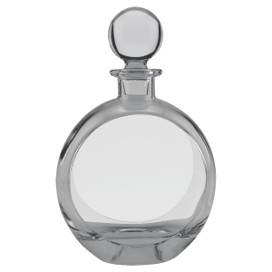 Polar Camel 750 mL Flat Round Glass Decanter in Black Gift Box with Printed Paper Sleeve
