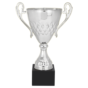 13 3/4″ Silver Completed Metal Cup with Black Marble Base