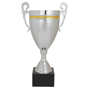 16 3/4″ Silver/Gold Completed Metal Cup with Black Marble Base