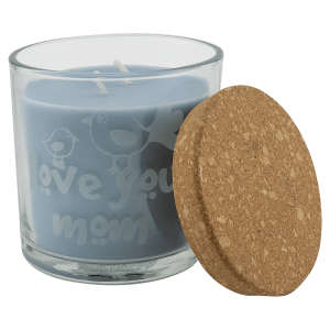 14 oz. Crisp Linen Candle in a Glass Holder with Cork Lid