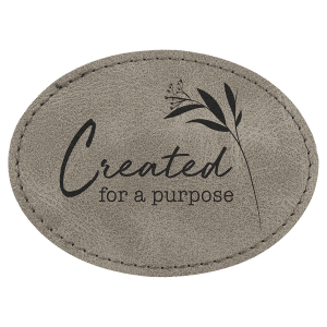 Oval Patch with Kota Pro Adhesive – Laserable Leatherette, Creekside Collection 3 1/2″ x 2 1/2″, Gray