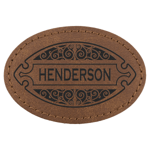 3″ x 2″ Dark Brown Premier Laserable Leatherette Oval Patch with Kota Pro Adhesive -Creekside Collection