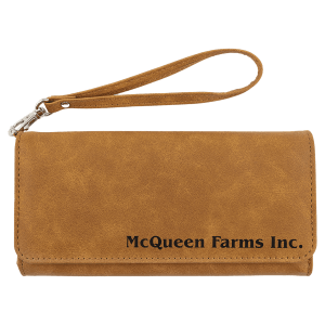 Wallet with Strap – Laserable Leatherette, Creekside Collection, 7 1/2″ x 4″, Light Brown