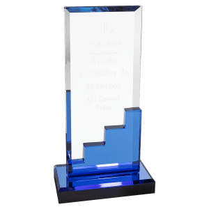 4 1/2″ x 8 5/8 Crystal Blue Staircase with Blue Mirror Base