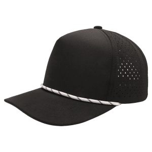 Black/Black with White Rope BrimCo 5-Panel Performance Hat