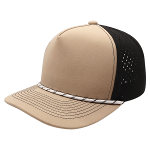 Desert Tan/Black with White Rope BrimCo 5-Panel Performance Hat