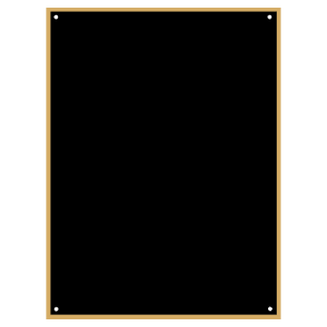 4″ x 6″ Black Laserable Brass Square Corner Plaque Plate with Thin Gold Border and 4 Holes